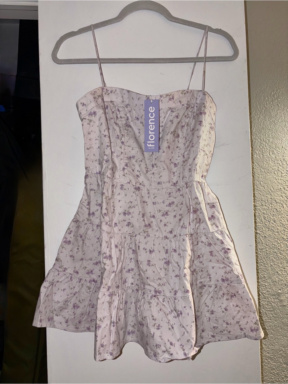 Florence by Mills Lavender Floral Spaghetti-Strap Mini Dress